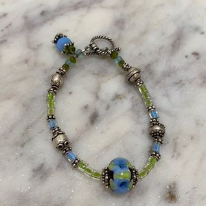 Fun and funky green and blue beaded bracelet